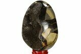 Septarian Dragon Egg Geode - Black Crystals #118761-3